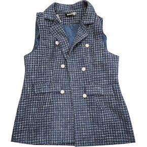 Allegra K Women's Vintage Tweed Vest Open Front Plaid Sleeveless Cardigan Office Blazer Jacket