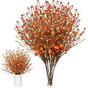 Cindeer 10 Pcs Fall Artificial Berry Stems Berry Picks Branches Autumn Thanksgiving Orange Stems Floral Arrangements with Fake Stem for Autumn Harvest Home Vase Festival Indoor Decor in Kuwait