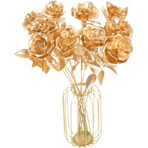 5 Pcs Gold Faux Dandelion Flowers 20" Artificial Dandelion Flower Fake Silk Plants for DIY Home Party and Wedding Bouquet Decoration (Gold Dandelion)
