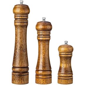 Wood Pepper Grinder Pepper Mill,Adjustable Coarseness Wooden Peppermill, Ceramic Grinding Mechanism Salt Mill Refillable - 8 inch