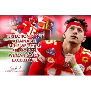 Patrick Mahomes Poster Motivational Quote Posters Inspirational Football Sports Decor Coaching Wall Art Growth Mindset Teacher Educational Teaching Quotes Autograph Elementary Jersey Kansas City P144