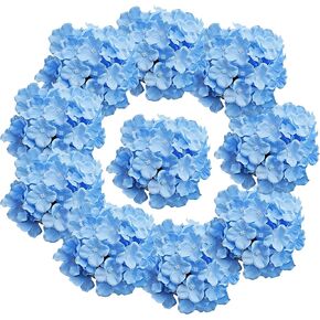 ONLY ART 10pcs White Silk Hydrangea Flower Head with Removable Stems for Mother's Day Home Wedding Party Decorations