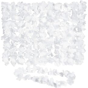 Fun Express White Flower Lei for Wedding - Apparel Accessories - Luauwear - 12 Pieces