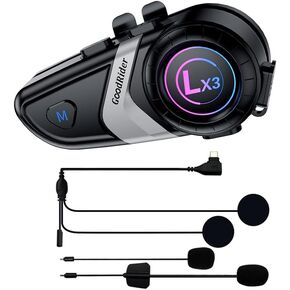 LX3 Motorcycle Bluetooth Headset,Sking Earphone,CVC Noise Cancellation Stereo Music Automatic answering,100 Hours Playing time High Sound Ultra-Thin Motorcycle Helmet Bluetooth