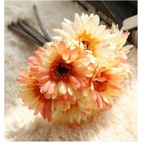 Artificial Gerbera Flower Artificial Daisy Flowers Bride Bridesmaid Holding Flowers 7 Stems Silk Daisies Flower Wedding Bouquet Living Room Office Party Garden DIY Decoration Pink