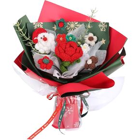 Crochet Flowers, Crochet Flower Bouquet, Artificial Flowers, Handmade Flowers, Pink Roses, Sunflower, Carnation, Tulip, Preserved Flower for Mother's Day, Valentine's Day, Birthday