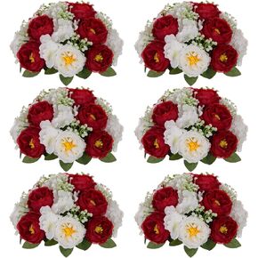 Inweder Wedding Flower Balls for Centerpieces: 2 Pcs Austin Rose Artificial Flower Ball Arrangement Bouquet Fake Flowers Rose Balls for Weddings Birthday Party Valentine's Day Home Decor White