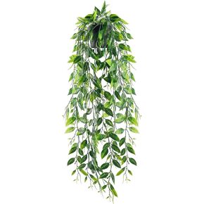 Der Rose 1 Pack Fake Hanging Plants Small Artificial Plants Faux Pea Pod Plants Indoor for Aesthetic Living Room Office Shelf Decor