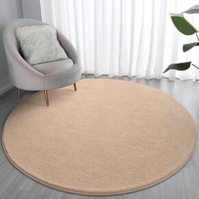 Lascpt Round Rug for Bedroom 4x4, Beige Circle Rug for Living Room Super Soft Thicken Memory Foam Circular Rug, Non-Slip Indoor Area Rug for Modern Home Decor, Round Carpet for Nursery Kid's Room