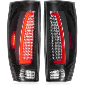 Tail Lights Assembly [LED Kit] 2002-2006 Fit for Chevy Avalanche 1500/2500 (4-Door Crew Cab) Rear Taillight, Chrome Housing Clear Lens