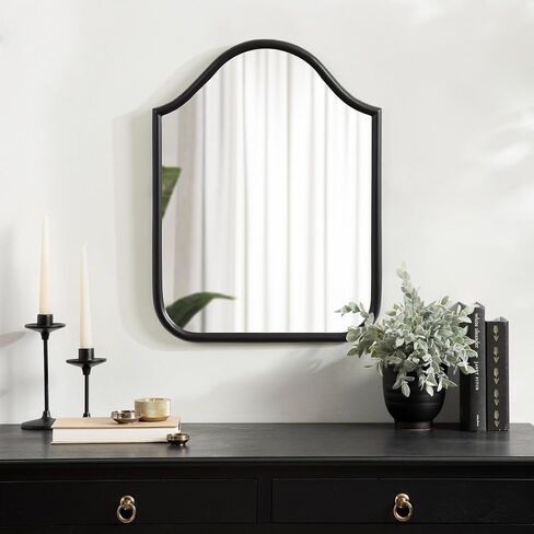 Kate and Laurel Fellows Scallop Arched Wall Mirror, 24 x 36, Antique Gold, Traditional Decorative Arch Mirror with Bold Curved Shape and Vintage Mirror Design in Saudi Arabia