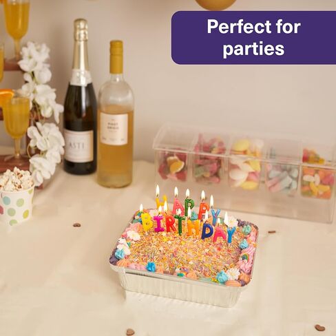 صواني ألومنيوم مقاس 9 × 9 بأغطية من ماتانا (25 عبوة) صواني ألومنيوم للاستعمال مرة واحدة - صواني خبز الكعك المربعة مقاس 9 بوصة وحاويات طعام بأغطية in Kuwait