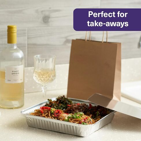 صواني ألومنيوم مقاس 9 × 9 بأغطية من ماتانا (25 عبوة) صواني ألومنيوم للاستعمال مرة واحدة - صواني خبز الكعك المربعة مقاس 9 بوصة وحاويات طعام بأغطية in Kuwait