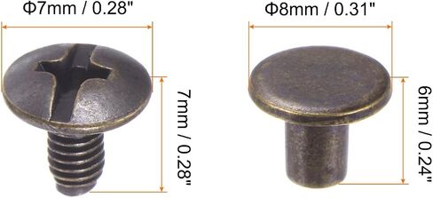 HARFINGTON 100set Round Flat Head Screws Buttons 5/16" Metal Stud Screw Rivets for DIY Leather Craft Bookbinding, Silver Tone in Saudi Arabia