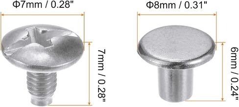 HARFINGTON 100set Round Flat Head Screws Buttons 5/16" Metal Stud Screw Rivets for DIY Leather Craft Bookbinding, Silver Tone in Saudi Arabia