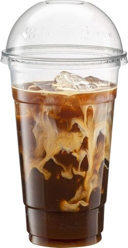 ELEGANT DISPOSABLES [50 Sets - 32 Oz] Crystal Clear PET Plastic Cups With Dome lids for Iced Coffee, Milkshake, Cold Drinks, Slush Cups, Smoothy's, Slurpee, Party's, Plastic Disposable Cups in Saudi Arabia