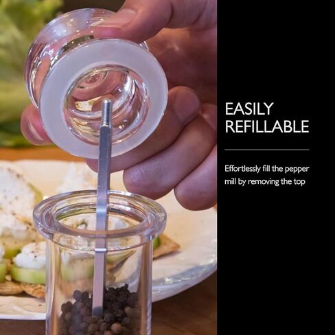 Acrylic Salt and Pepper Mill Set, Salt and Pepper Shaker, Adjustable Coarseness Pepper Grinder, Kitchen Pepper Grinder, 2 Piece Set + Base in Saudi Arabia
