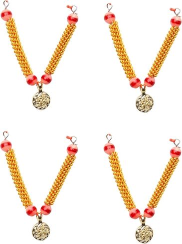 مجموعة Mala من حجر واحد مكونة من 4 قطع من أجل Laddu Gopal/Devi Maa/Radha Krishna/مجموعة مجوهرات الآلهة الهندية التقليدية Haar Sringar لتمثال Janmashtami All God Idol لتزيين مهرجان هولي (الحجم: -2 بوصة) in Saudi Arabia