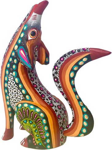 ALKIMIA INC Mexican Alebrije Howling Coyote Wood Carving Handcrafted Sculpture (Black) in Saudi Arabia