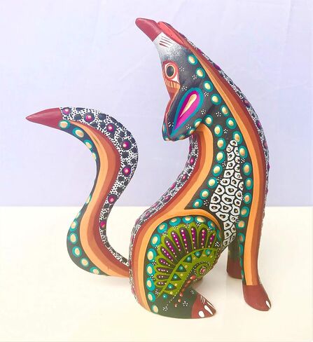 ALKIMIA INC Mexican Alebrije Howling Coyote Wood Carving Handcrafted Sculpture (Black) in Saudi Arabia
