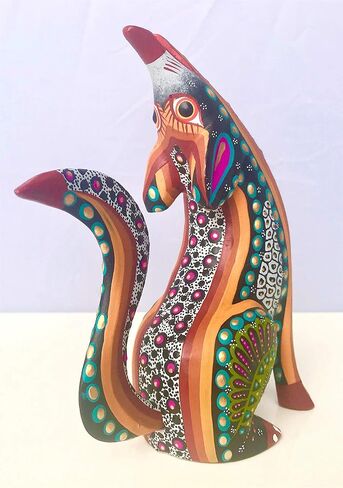 ALKIMIA INC Mexican Alebrije Howling Coyote Wood Carving Handcrafted Sculpture (Black) in Saudi Arabia