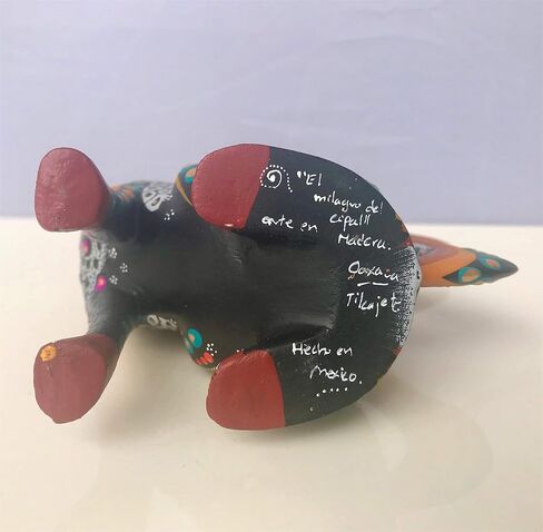 ALKIMIA INC Mexican Alebrije Howling Coyote Wood Carving Handcrafted Sculpture (Black) in Saudi Arabia
