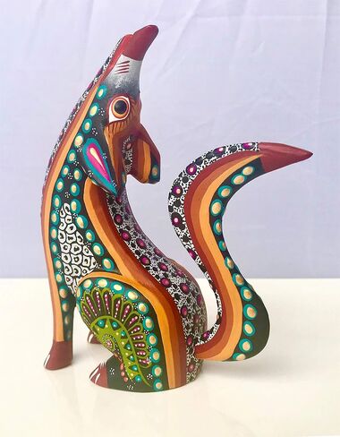 ALKIMIA INC Mexican Alebrije Howling Coyote Wood Carving Handcrafted Sculpture (Black) in Saudi Arabia