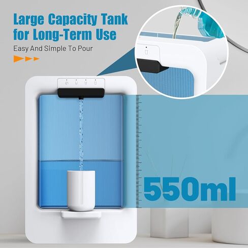 موزع غسول الفم TTQ للحمام، موزع غسول الفم الأوتوماتيكي القابل لإعادة الشحن سعة 520 مل مع موزع غسول الفم الذكي المثبت على الحائط بكوب مغناطيسي للأطفال والكبار ومستويات توزيع قابلة للتعديل in Kuwait