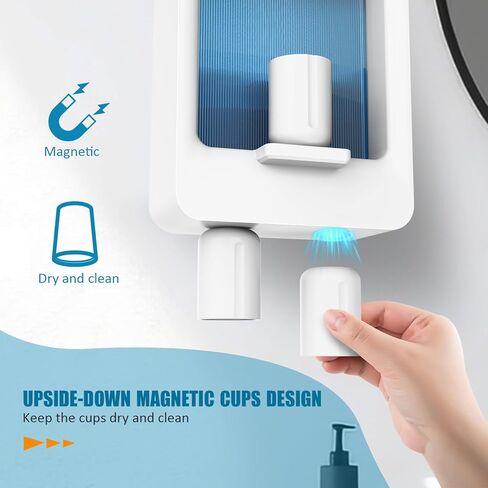 موزع غسول الفم TTQ للحمام، موزع غسول الفم الأوتوماتيكي القابل لإعادة الشحن سعة 520 مل مع موزع غسول الفم الذكي المثبت على الحائط بكوب مغناطيسي للأطفال والكبار ومستويات توزيع قابلة للتعديل in Kuwait