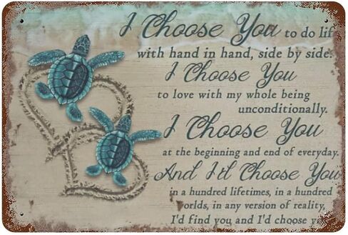Retro Funny Metal Tin Sign Sea Turtle I Choose You Turtle Lovers Gift Romantics for College Dorm Office Decor Lounge Decor Craft Room Decor Minimal Home Decor Gift for Couple Wife 12x8 inhces in Kuwait