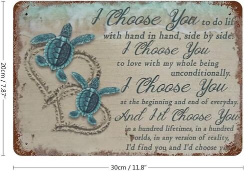 Retro Funny Metal Tin Sign Sea Turtle I Choose You Turtle Lovers Gift Romantics for College Dorm Office Decor Lounge Decor Craft Room Decor Minimal Home Decor Gift for Couple Wife 12x8 inhces in Kuwait