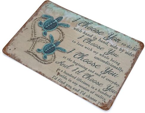 Retro Funny Metal Tin Sign Sea Turtle I Choose You Turtle Lovers Gift Romantics for College Dorm Office Decor Lounge Decor Craft Room Decor Minimal Home Decor Gift for Couple Wife 12x8 inhces in Kuwait