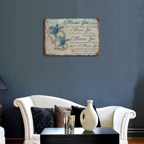 Retro Funny Metal Tin Sign Sea Turtle I Choose You Turtle Lovers Gift Romantics for College Dorm Office Decor Lounge Decor Craft Room Decor Minimal Home Decor Gift for Couple Wife 12x8 inhces in Kuwait