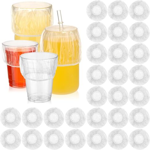 Baderke 50 Pcs Disposable Drink Covers for Alcohol Protection Bulk Party Plastic Covers for Drink Wine Glass Cover for Women Adult Bar Club Banquet Beverage Party (Black) in Saudi Arabia