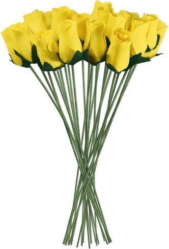 الورود الخشبية الواقعية الصفراء 32 عدد in Kuwait