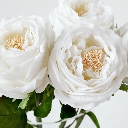 4PCS Fake Roses Champagne Flowers Faux Real Touch Austin Lifelike Rose Flower Petal with Long Stem Plant Silk Roses Artificial Bouquet for Wedding Party DIY Halloween Centerpiece Fall Decor in Kuwait
