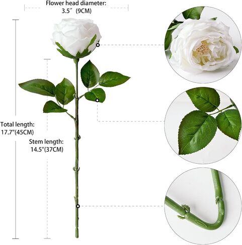 4PCS Fake Roses Champagne Flowers Faux Real Touch Austin Lifelike Rose Flower Petal with Long Stem Plant Silk Roses Artificial Bouquet for Wedding Party DIY Halloween Centerpiece Fall Decor in Kuwait