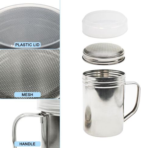 منفضة مسحوق السكر من سينهاي بمقبض، 3 هزازات مسحوق ملح من الفولاذ المقاوم للصدأ بأحجام مختلفة لدقيق مسحوق القرفة والفلفل - شبكة دقيقة in Kuwait