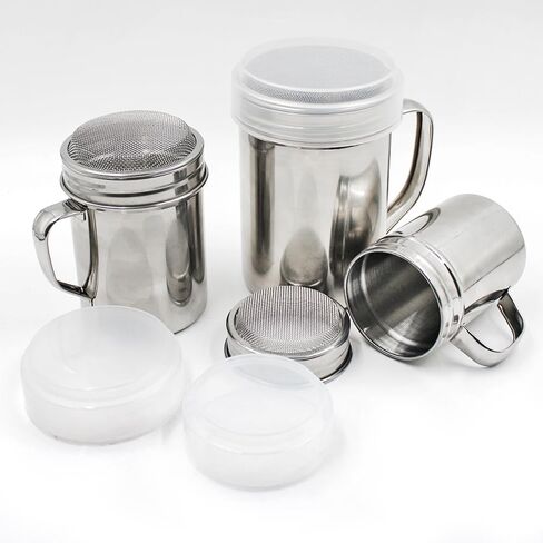 منفضة مسحوق السكر من سينهاي بمقبض، 3 هزازات مسحوق ملح من الفولاذ المقاوم للصدأ بأحجام مختلفة لدقيق مسحوق القرفة والفلفل - شبكة دقيقة in Kuwait