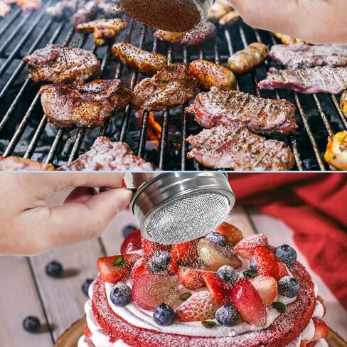 منفضة مسحوق السكر من سينهاي بمقبض، 3 هزازات مسحوق ملح من الفولاذ المقاوم للصدأ بأحجام مختلفة لدقيق مسحوق القرفة والفلفل - شبكة دقيقة in Kuwait