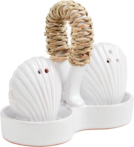 Mud Pie Sea Salt and Pepper Set, assembled 4 1/4" x 5", WHITE in Saudi Arabia