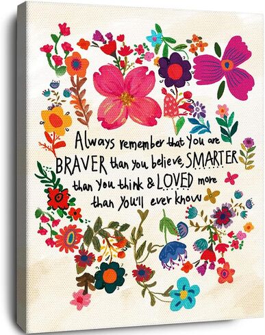 OTINGQD Affirmation Wall Decor,You Are Braver Than You Believe Poster,Inspirational Quotes Canvas Wall Art for Teens Girls Women Nursery Bedroom,Encouragements Gifts for Girls Sister Daughter in Saudi Arabia