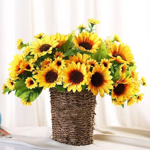 Sunrisee زهور عباد الشمس الاصطناعية 4 حزم وهمية من الحرير عباد الشمس باقة زهور صناعية للمنزل الزفاف مكتب ديكور الحفلات، 11.8 بوصة in Kuwait