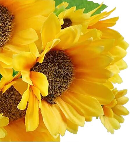 Sunrisee زهور عباد الشمس الاصطناعية 4 حزم وهمية من الحرير عباد الشمس باقة زهور صناعية للمنزل الزفاف مكتب ديكور الحفلات، 11.8 بوصة in Kuwait