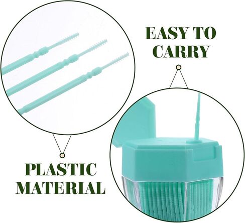 200pcs Double-Head Toothpicks Soft Plastic Oral Care Interdental Floss Cleaners toothpicks,Floss Picks,interdental Brushes,Braces flossers,Braces Brush(Light Green) in Saudi Arabia