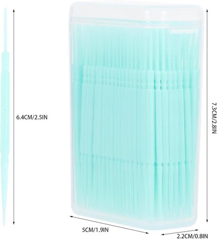 200pcs Double-Head Toothpicks Soft Plastic Oral Care Interdental Floss Cleaners toothpicks,Floss Picks,interdental Brushes,Braces flossers,Braces Brush(Light Green) in Saudi Arabia