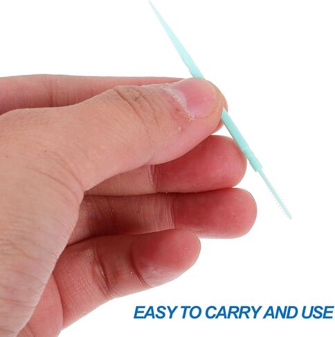 200pcs Double-Head Toothpicks Soft Plastic Oral Care Interdental Floss Cleaners toothpicks,Floss Picks,interdental Brushes,Braces flossers,Braces Brush(Light Green) in Saudi Arabia