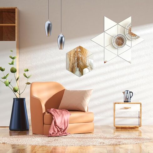 CEYAZYE Wall Mirror Tiles, 18 Pcs Triangle Mirrors for Wall, Self Adhesive Wall Mirror Stickers, Acrylic Mirror Cute Room Wall Decor Y2k Aesthetic Living Room Bedroom Decor in Kuwait