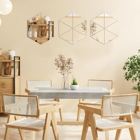 CEYAZYE Wall Mirror Tiles, 18 Pcs Triangle Mirrors for Wall, Self Adhesive Wall Mirror Stickers, Acrylic Mirror Cute Room Wall Decor Y2k Aesthetic Living Room Bedroom Decor in Kuwait