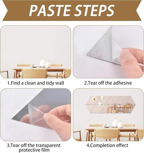 CEYAZYE Wall Mirror Tiles, 18 Pcs Triangle Mirrors for Wall, Self Adhesive Wall Mirror Stickers, Acrylic Mirror Cute Room Wall Decor Y2k Aesthetic Living Room Bedroom Decor in Kuwait